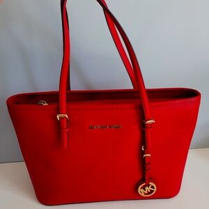 Michael Kors red tote laptop bag
